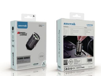 АЗП SENTEO Q-01 USB + USB-C PD | QC 20W 3A (CE Сертифікат) gray