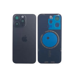 Задня кришка корпусу iPhone 15 Pro Max Black Titanium, звичайний виріз в зборі зі склом камери, High Quiality (НЕ цільнолита)