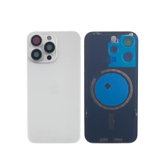 Задня кришка корпусу iPhone 15 Pro White Titanium, звичайний виріз в зборі зі склом камери, High Quiality (НЕ цільнолита)
