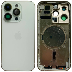 Корпус iPhone 14 Pro White в зборі з тримачем SIM, кнопками, магнітами та сіткою, USA High Quiality (кришка НЕ цільнолита)