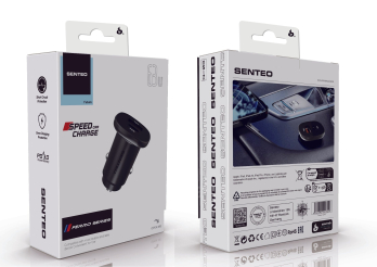 АЗП SENTEO Q-03 USB + USB-C PD | QC 63W 3A black (CE Сертифікат) black