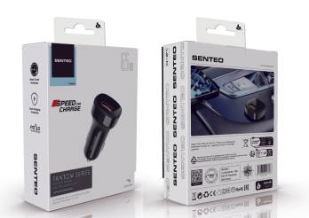 АЗП SENTEO Q-04 USB + USB-C PD | QC 63W 3A black (CE Сертификат) black