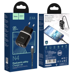 МЗП 2Port Hoco N4 2USB 2.4A USB to Type-C black