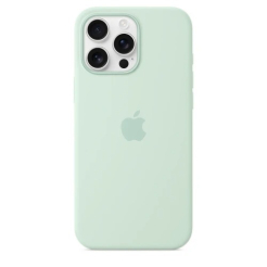 Чохол Silicone Case 1:1 for iPhone 16 Pro Max with MagSafe animation, soft mint (з кнопкою камери)