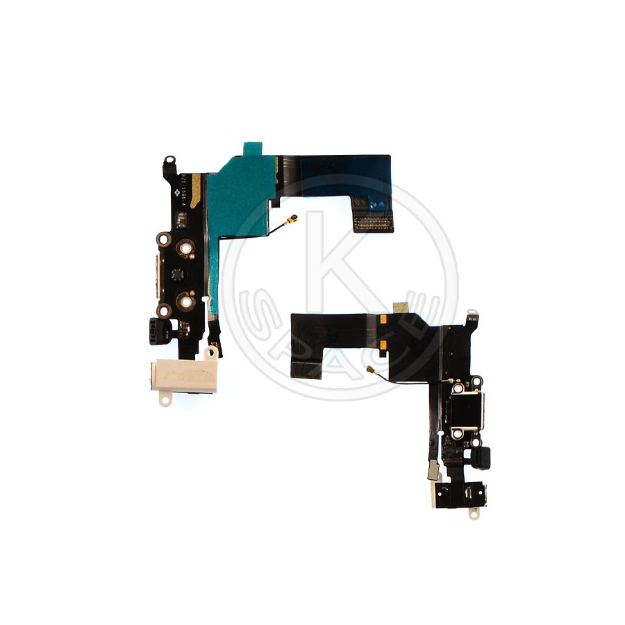 Шлейф (Flat cable) iPhone 5S ch/connector+h/free+mic black high copy