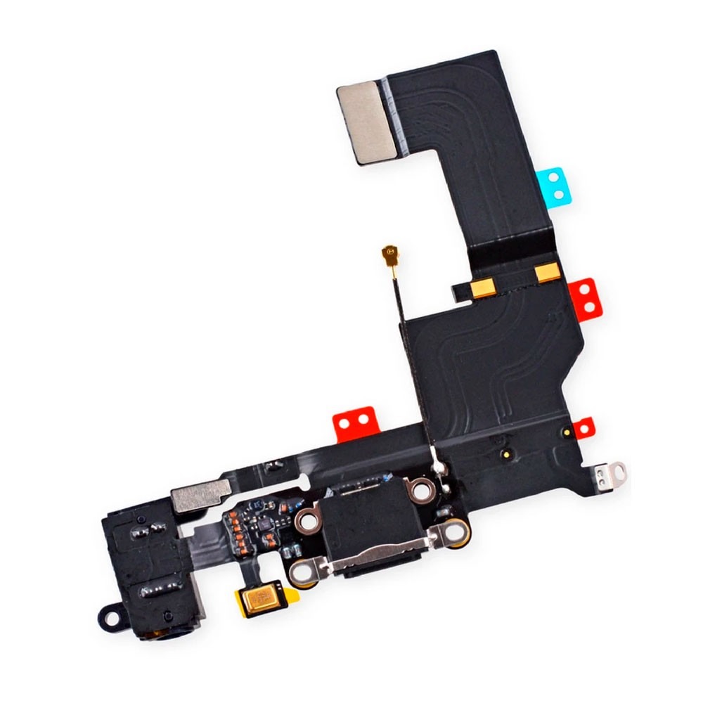 Нижній шлейф iPhone 5S з портом зарядки, роз'ємом навушників та мікрофоном black, Original