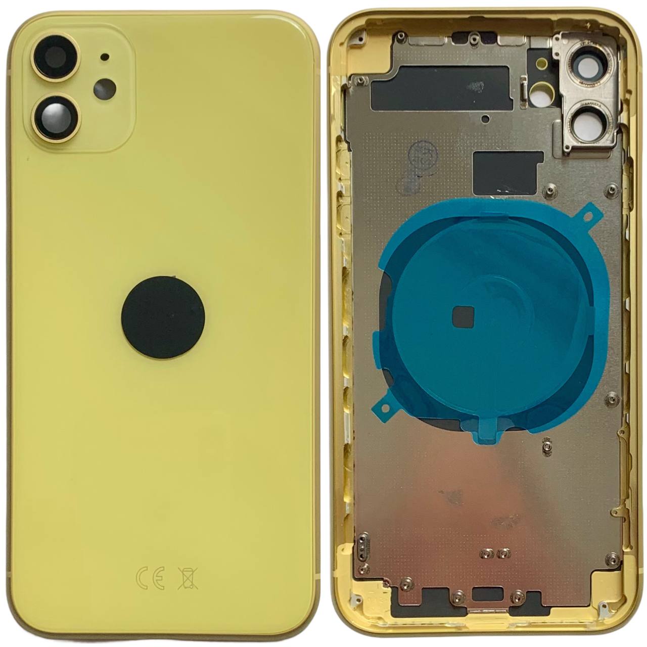 Корпус iPhone 11 yellow ver. EU, High Quiality (крышка НЕ цельнолитая)