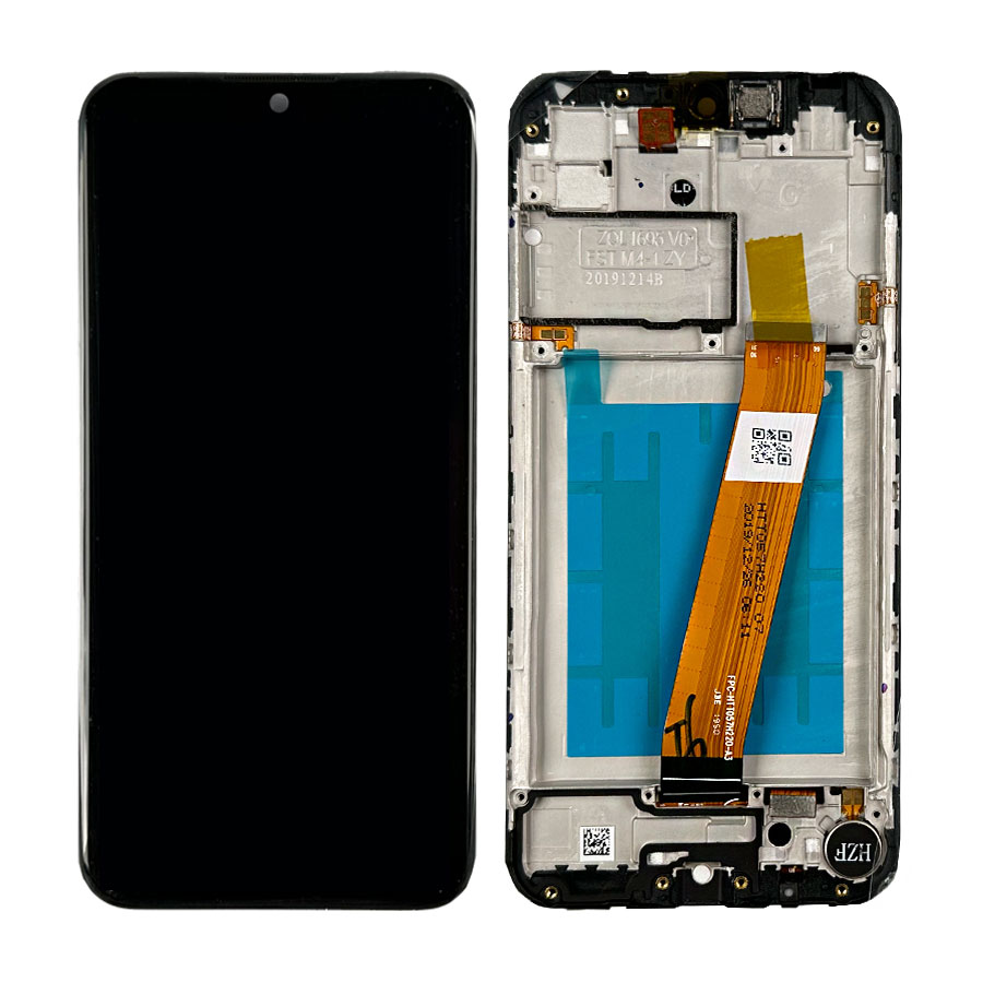 Дисплей Samsung A015 Galaxy A01 (широкий конектор) black, з рамкою, Service Pack Original