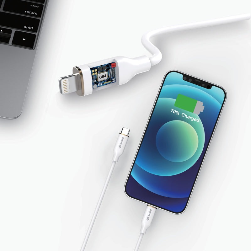 Кабель SENTEO SL-02 Silicone PD 3.0 Type-C to Lightning кабель MFI с сертификатом CE