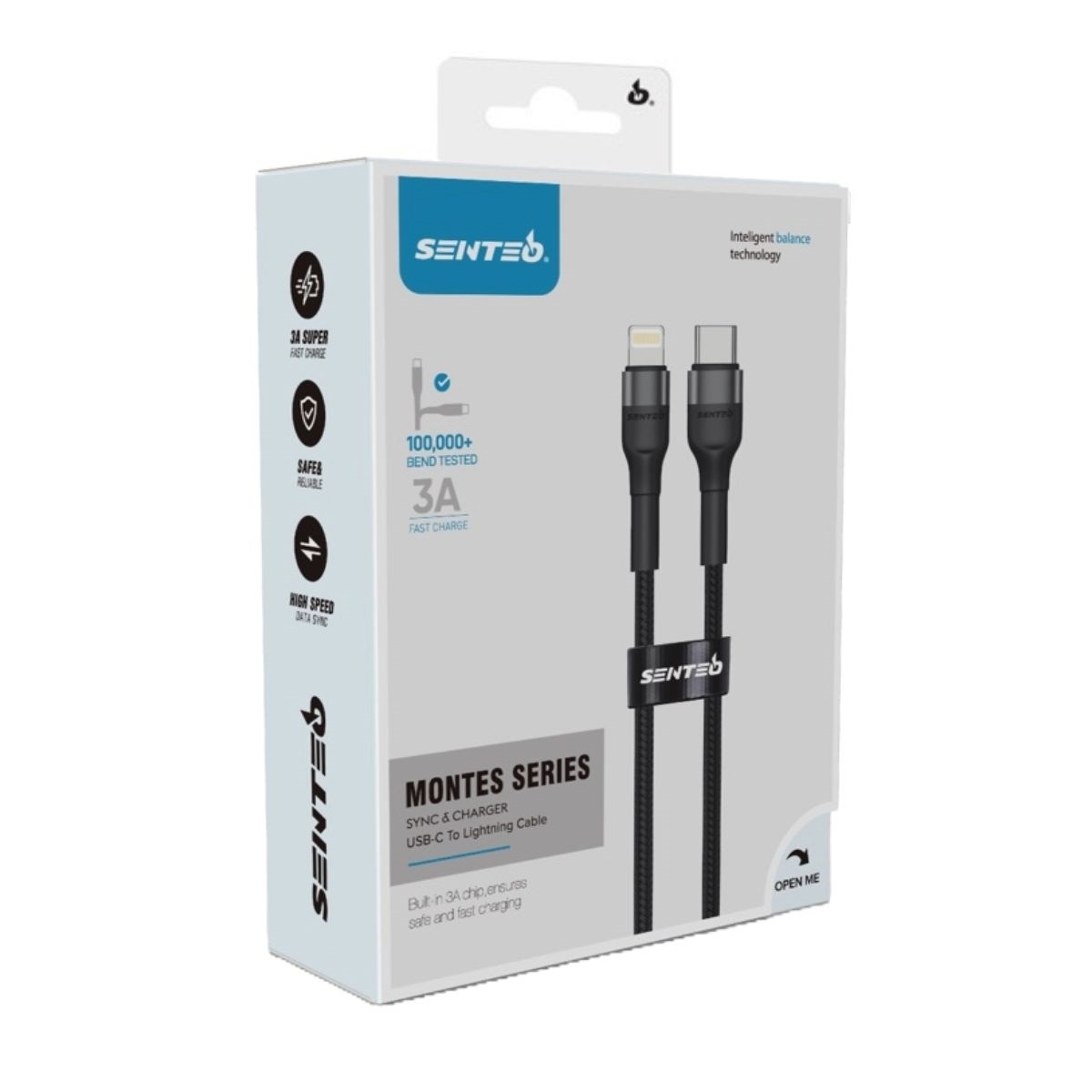 Кабель SENTEO ST-01 Montes series 20W Type-C to Lightning 1.2m black