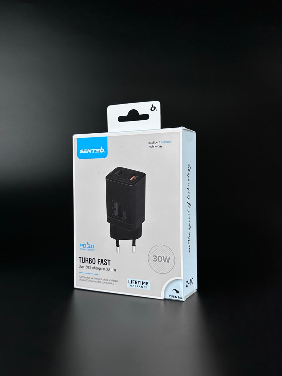 СЗУ 2Port SENTEO Z-10 USB+USB-C PD3.0 | QC3.0 30W (CE Сертификат) black