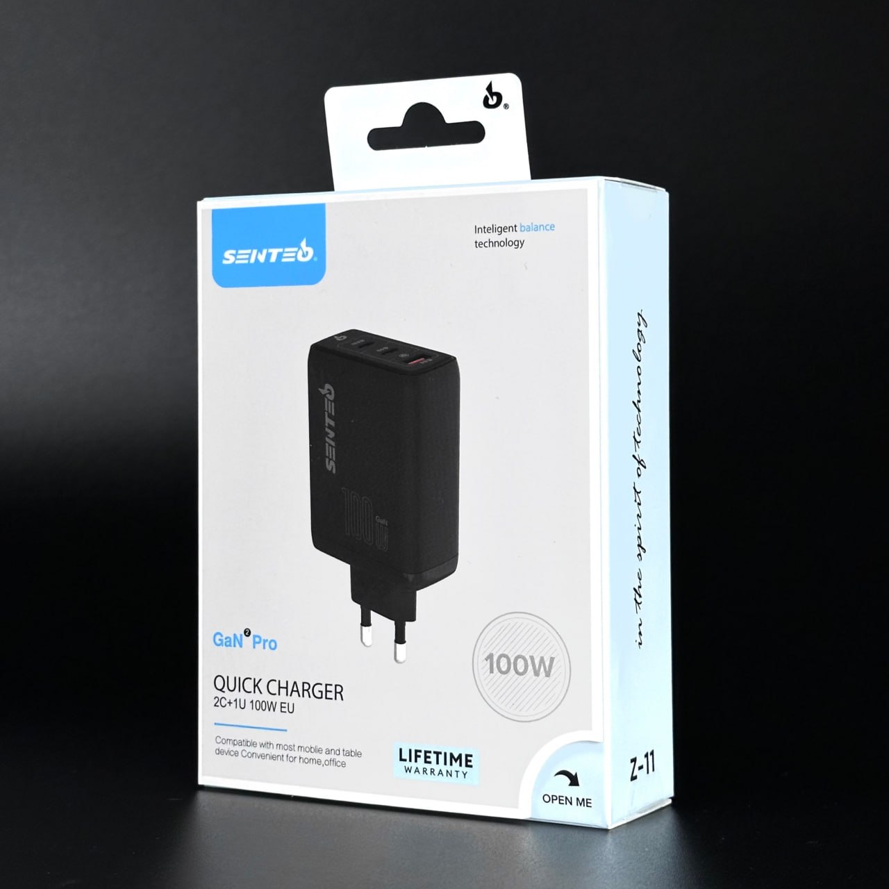 МЗП 3Port SENTEO Z-11 USB+2USB-C PD3.0 | QC3.0 100W (CE Сертифікат) black