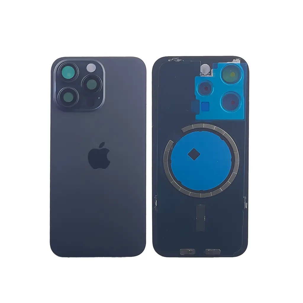 Задня кришка корпусу iPhone 15 Pro Max Blue Titanium, звичайний виріз в зборі зі склом камери, High Quiality (НЕ цільнолита)