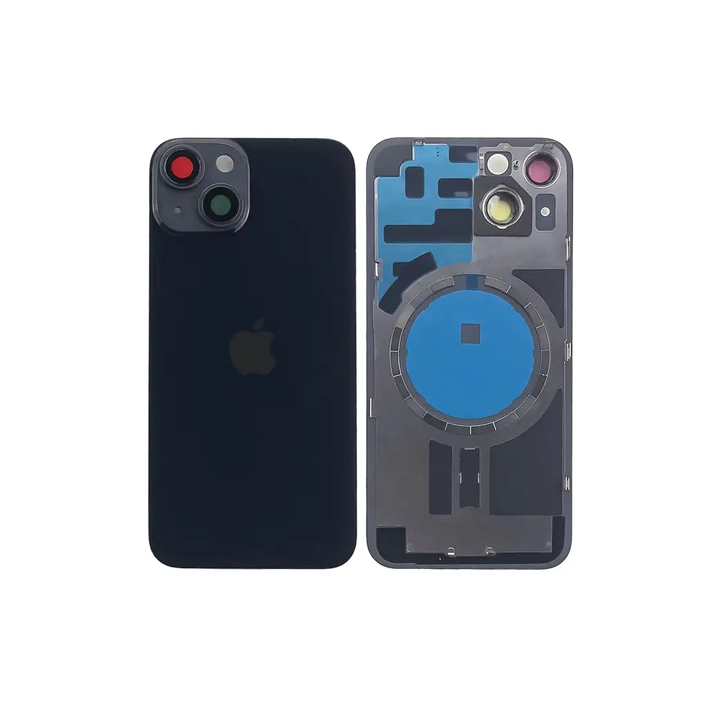 Задня кришка корпусу iPhone 14 Black, звичайний виріз в зборі зі склом камери та магнітами. High Quiality (НЕ цільнолита)