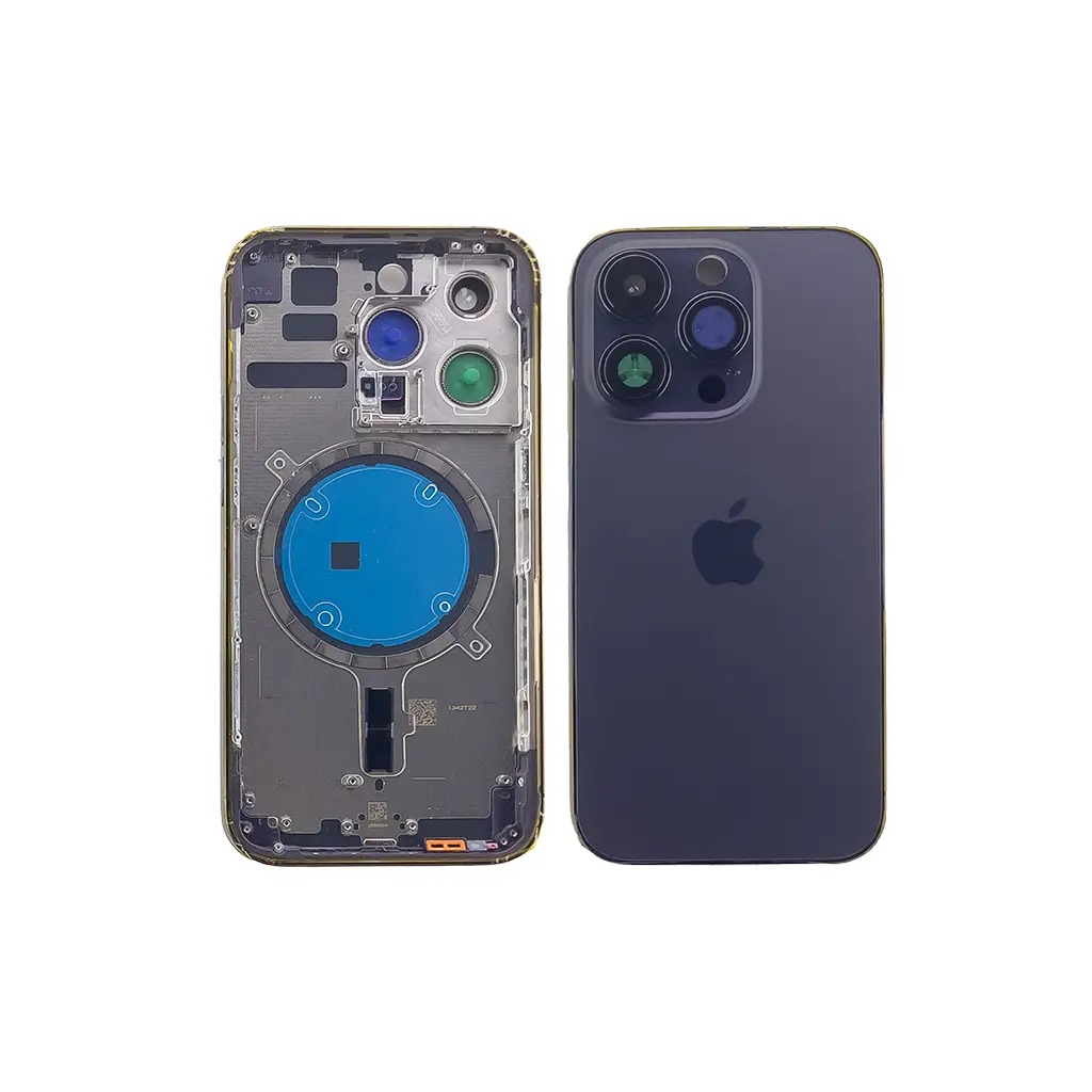 Корпус iPhone 14 Pro Deep Purple в зборі з тримачем SIM, кнопками, магнітами та сіткою, USA High Quiality (кришка НЕ цільнолита)