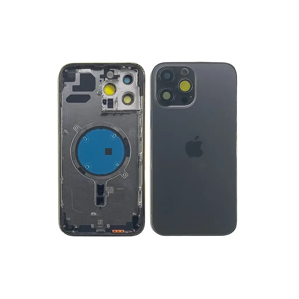 Корпус iPhone 13 Pro Max Black в зборі з тримачем SIM, кнопками, магнітами та сіткою, USA High Quiality (кришка НЕ цільнолита)
