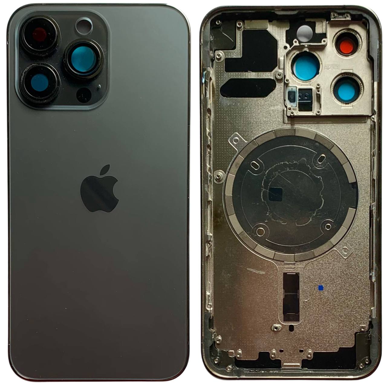 Корпус iPhone 13 Pro Black в зборі з тримачем SIM, кнопками, магнітами та сіткою, USA High Quiality (кришка НЕ цільнолита)