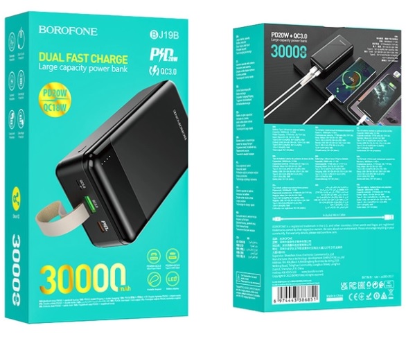 Power Bank BOROFONE BJ19B Incredible PD20W | QC3.0 30000mAh black