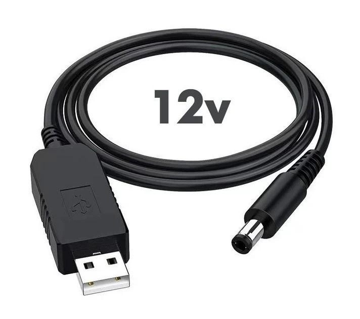 Кабель USB для роутера с преобразователем напряжения 5V-12V USB - DC 5.5x 2.1 0.5A 1m black