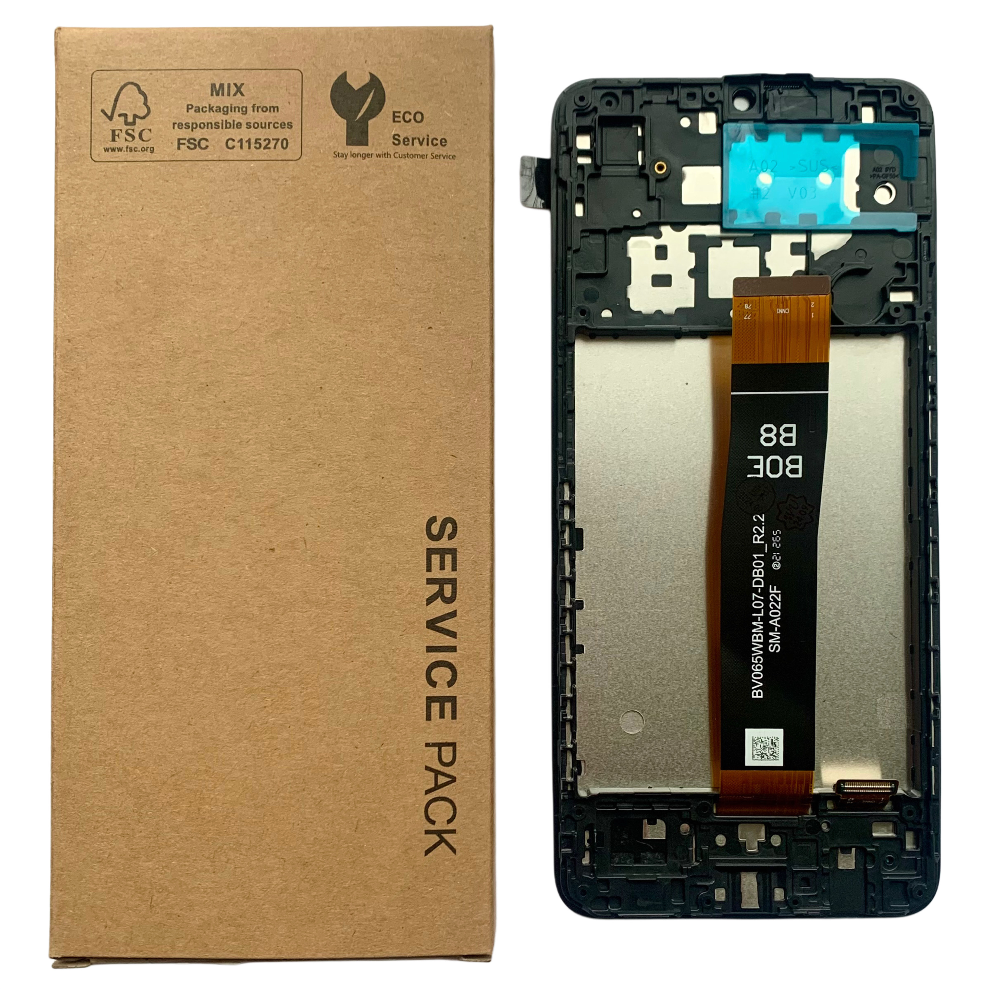 Дисплей Samsung A022F Galaxy A02 black (SM-A022F BV065WBM-L07-DB01_R2.2), з рамкою, Service Pack Original