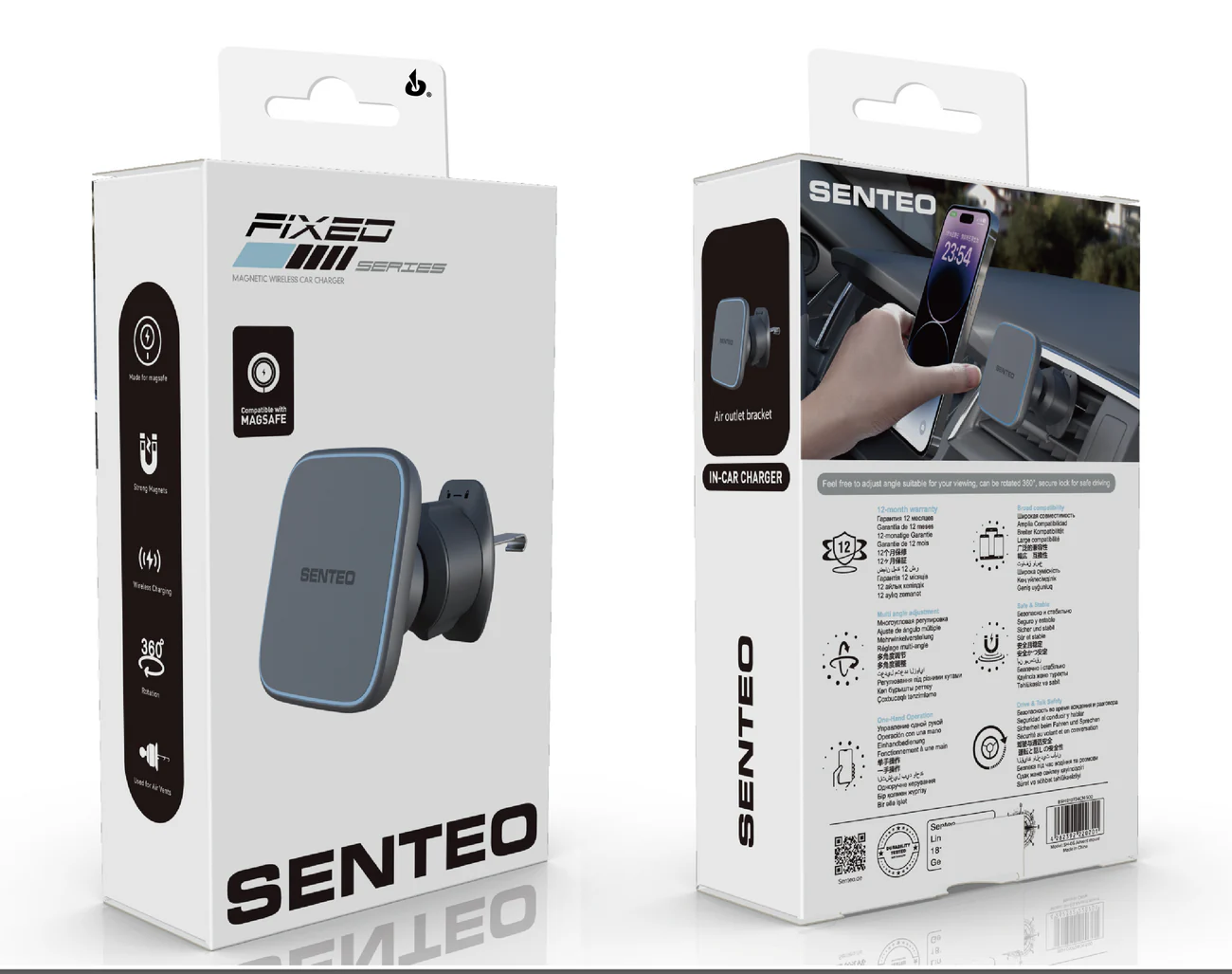 Автотримач з бездротовим ЗП SENTEO SH-05 FIXED with MagSafe PD вентиляційну решітку