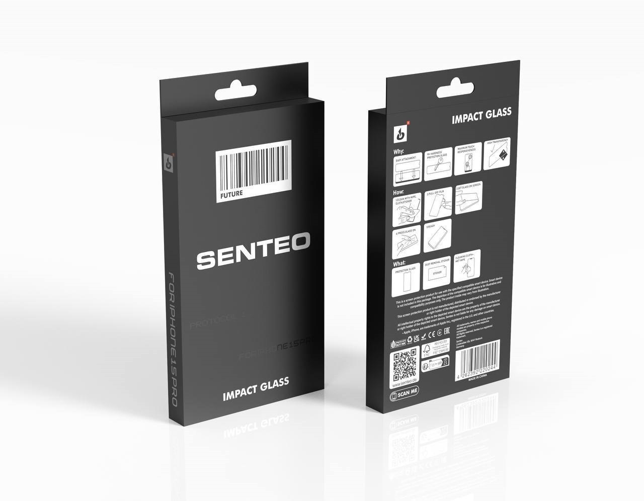Защитное стекло SENTEO 9H Protocol 1 iPhone 16 Pro (в упаковке)