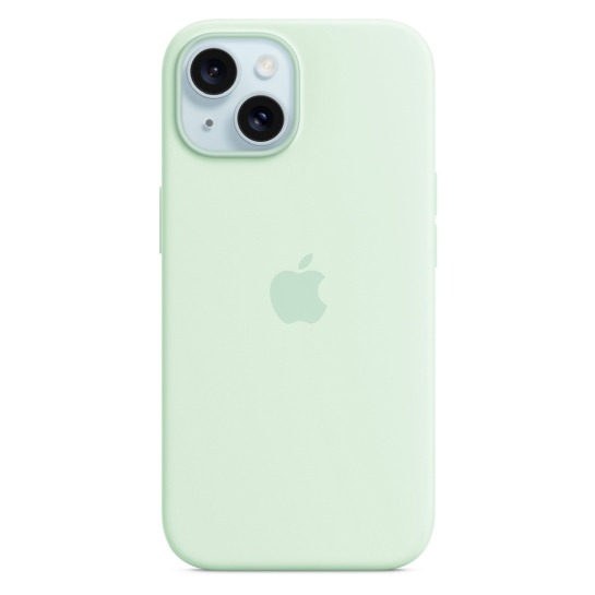 Чохол Silicone Case 1:1 for iPhone 15 with MagSafe animation, soft mint