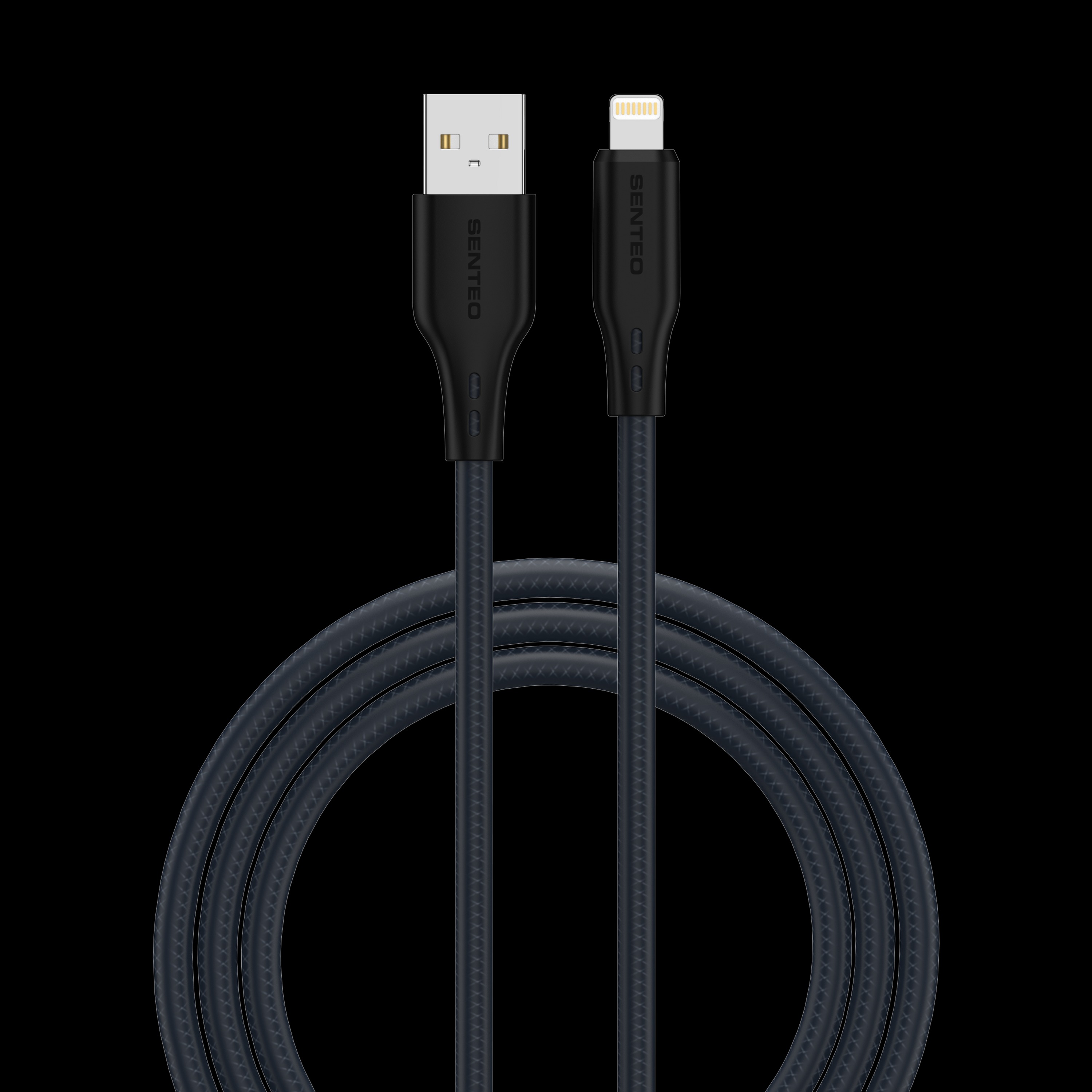 Кабель SENTEO SL-04 Embossed Silicone 2.4A USB to Lightning 1m black