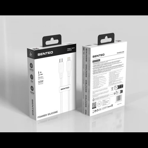 Кабель SENTEO SL-04 Embossed Silicone 30W Type-C to Lightning 1m white