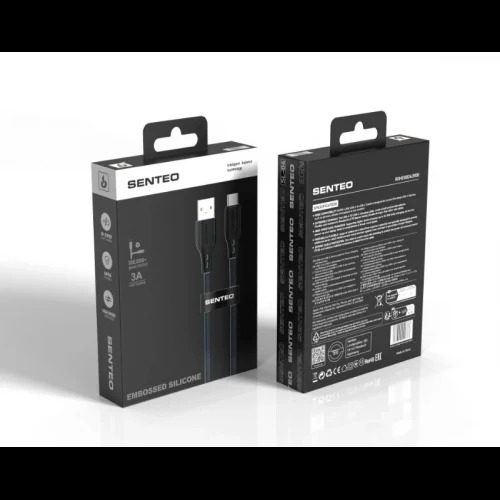 Кабель SENTEO SL-04 Embossed Silicone 3A USB to Type-C 1m black