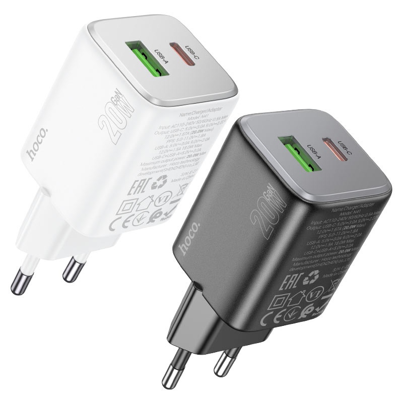 МЗП 2Port Hoco N41 USB+USB-C PD 20W black