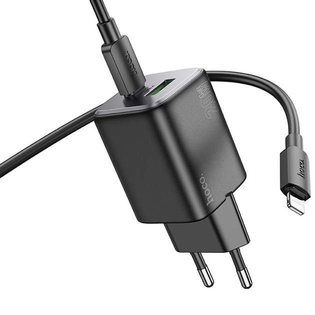 СЗУ 2Port Hoco N41 USB+USB-C PD 20W Type-C to Lightning black
