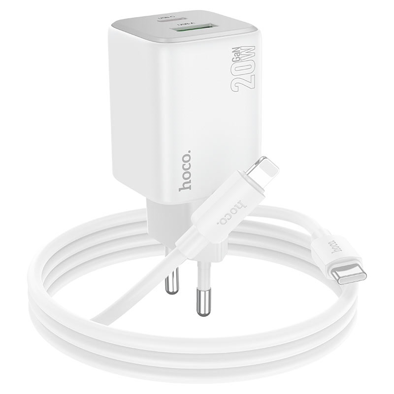 МЗП 2Port Hoco N41 USB+USB-C PD 20W Type-C to Lightning white