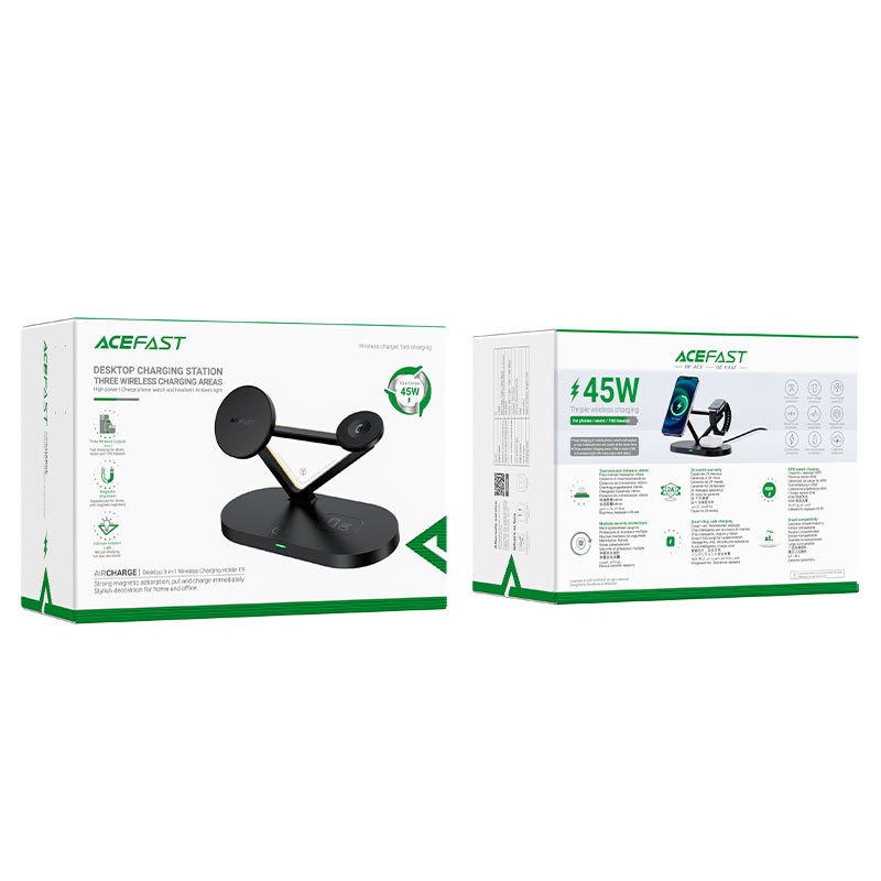 Беспроводное зарядное устройство Acefast E9 3in1 45W black