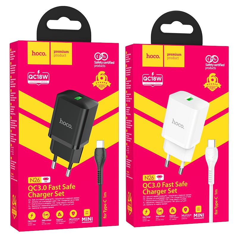 МЗП 1Port Hoco N26 USB QC3.0 USB to Type-C white