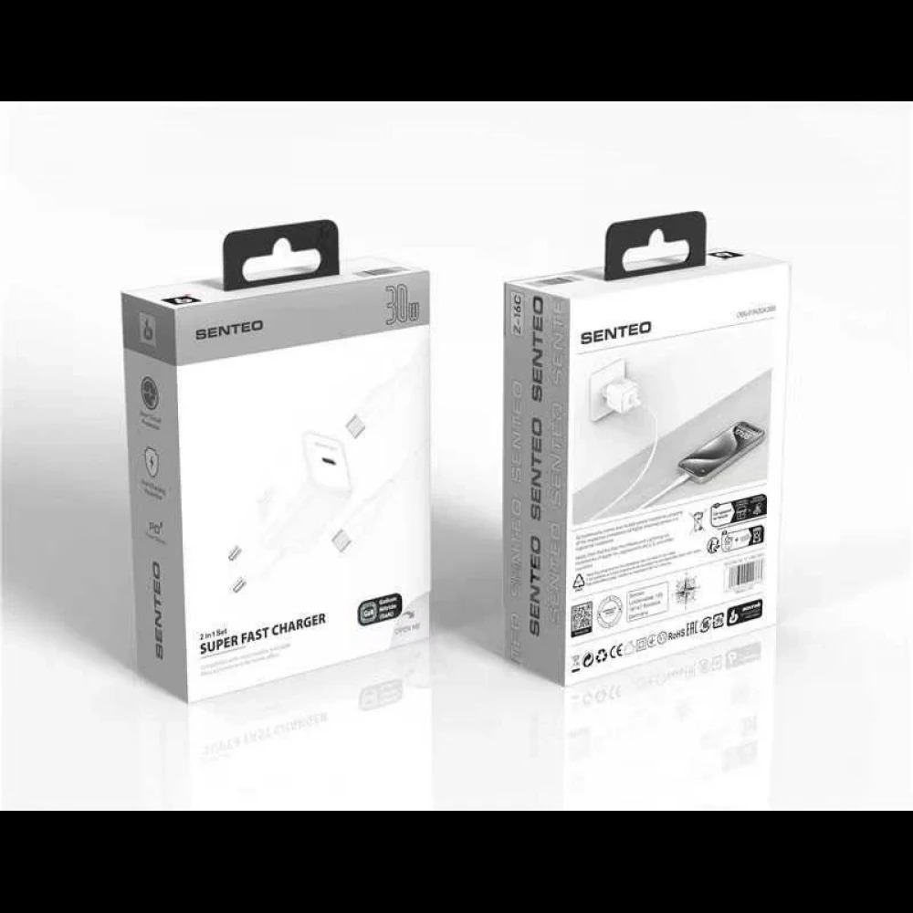 СЗУ 1Port SENTEO Z-16c USB-C PD 30W Type-C to Type-C (CE Сертификат) white