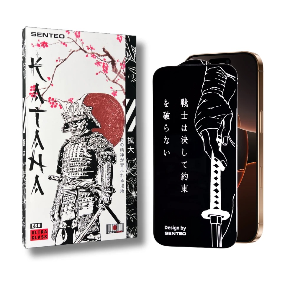 Захисне скло SENTEO 9H KATANA Epoxy Resin iPhone 14 Pro black (в упаковці)