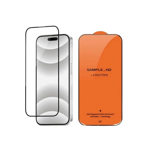Захисне скло CASETORI Sample HD 3D iPhone 15 Pro black (в упаковці)