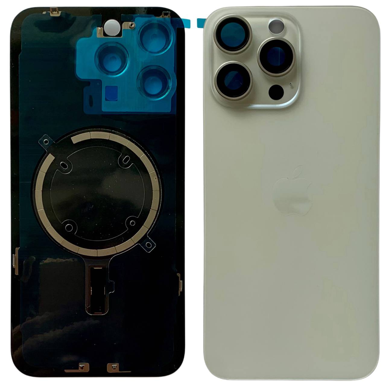 Задня кришка корпуса iPhone 15 Pro Max white, зі склом камери, MagSafe, 1:1 Original