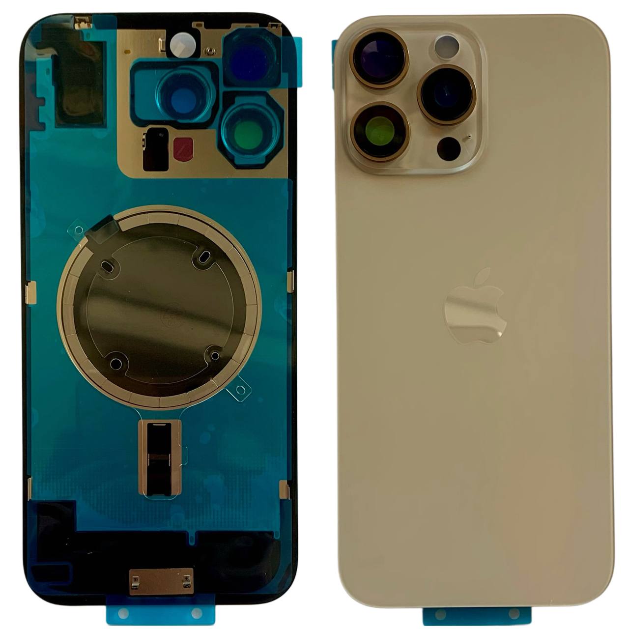 Задня кришка корпуса iPhone 16 Pro Max gold, зі склом камери, MagSafe, 1:1 Original