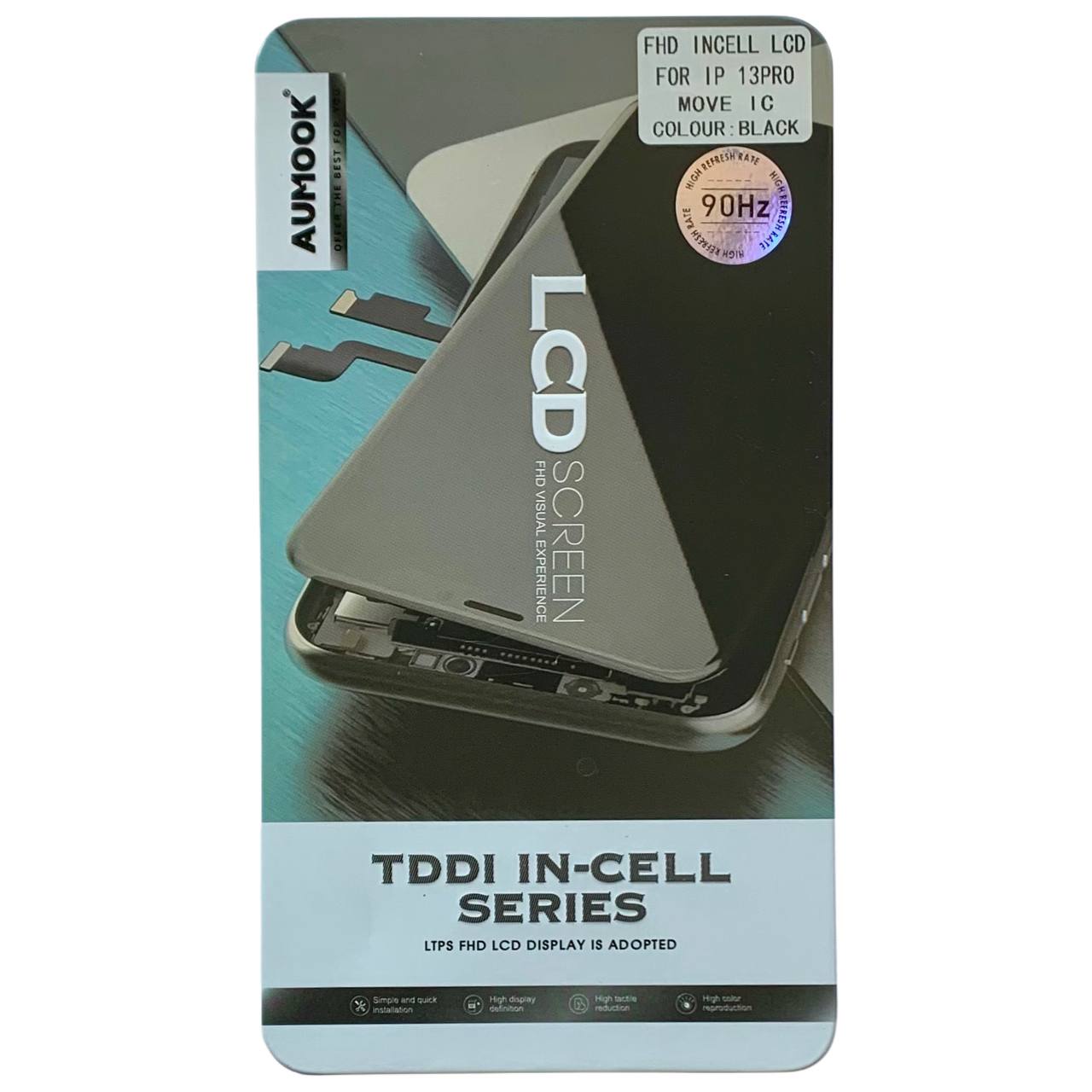Дисплей iPhone 13 Pro black, з рамкою, AUMOOK FHD 90Hz INCELL (move IC)
