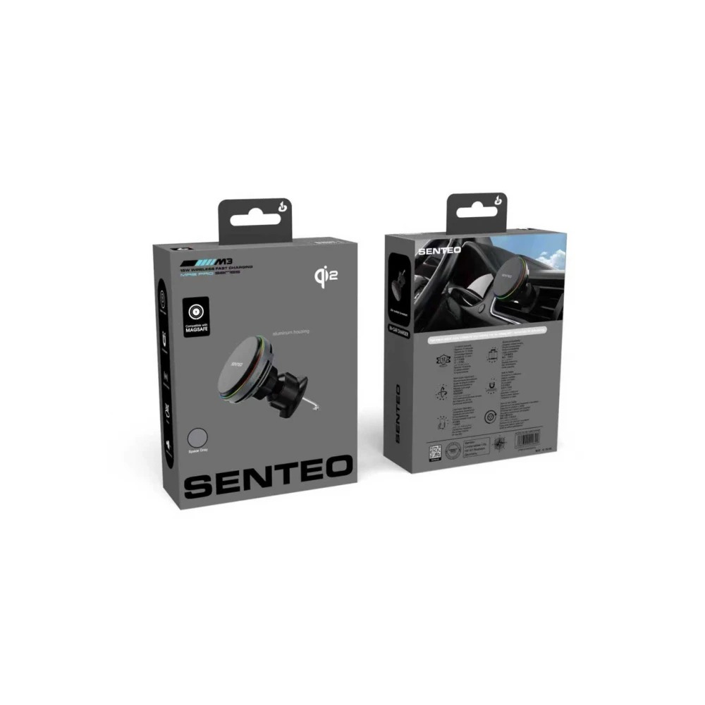 Автодержатель с беспроводным ЗУ SENTEO M3 Mag Pro series with MagSafe Qi2 15W вентиляционную решетку space gray