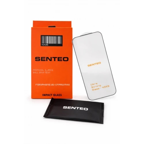 Захисне скло SENTEO 9H Protocol_2 drop test 45 kg iPhone 16 Pro Max | iPhone 17 Pro Max black (в упаковці)