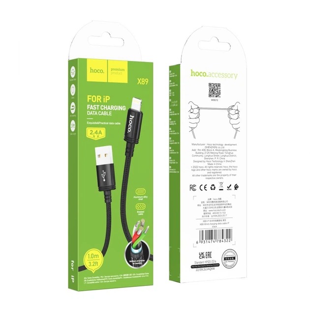 Кабель Hoco X89 2.4A USB to Lightning 1m (black)