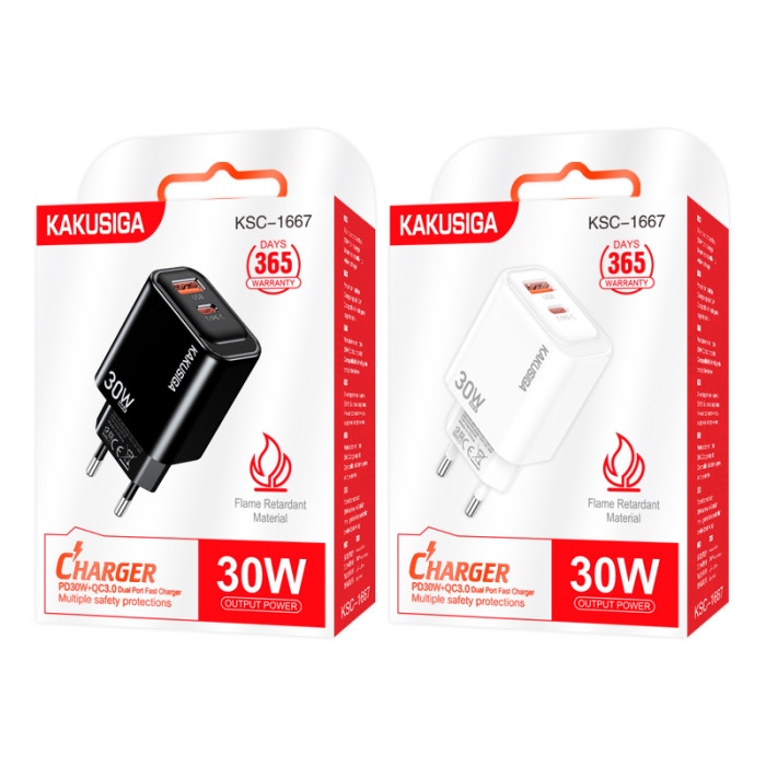 МЗП 2Port Kakusiga KSC-1667 USB+USB-C 30W White
