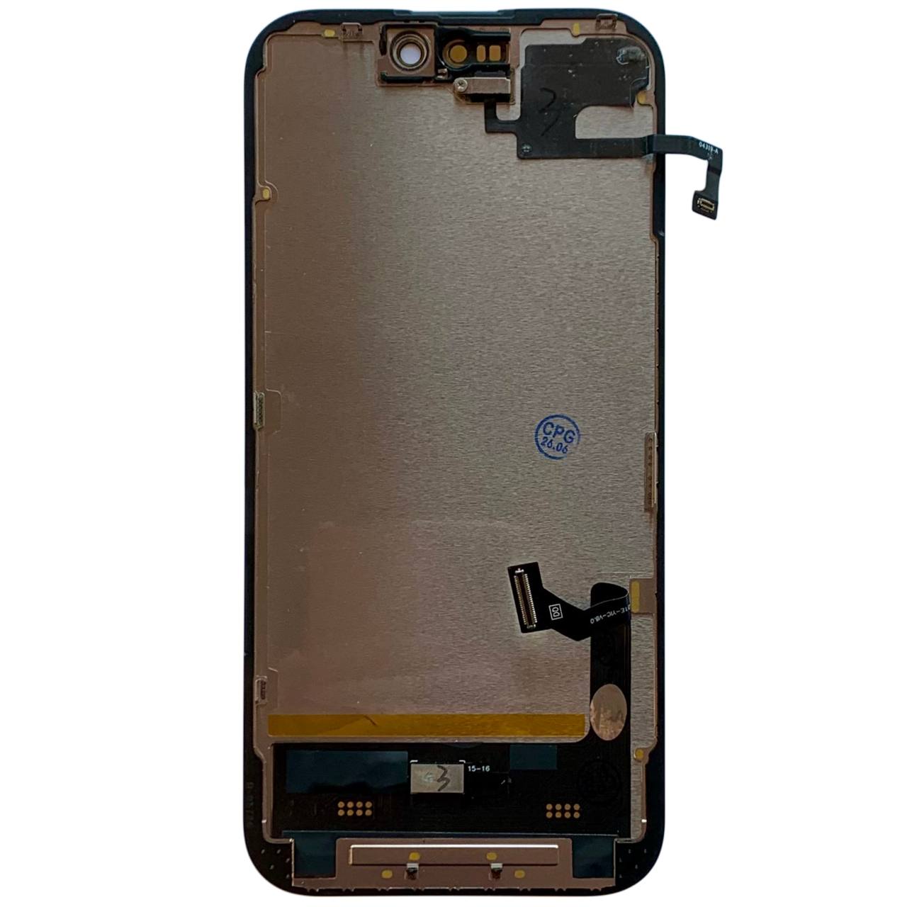 Дисплей iPhone 15 black, с рамкой, CPG Soft OLED (без ошибки) | С верхним шлейфом